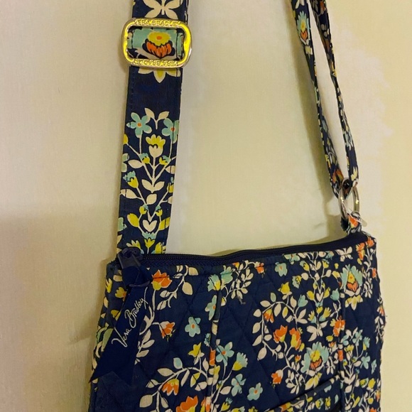 Vera Bradley Chandelier Floral Navy Blue crossbody purse bag - Picture 3 of 7